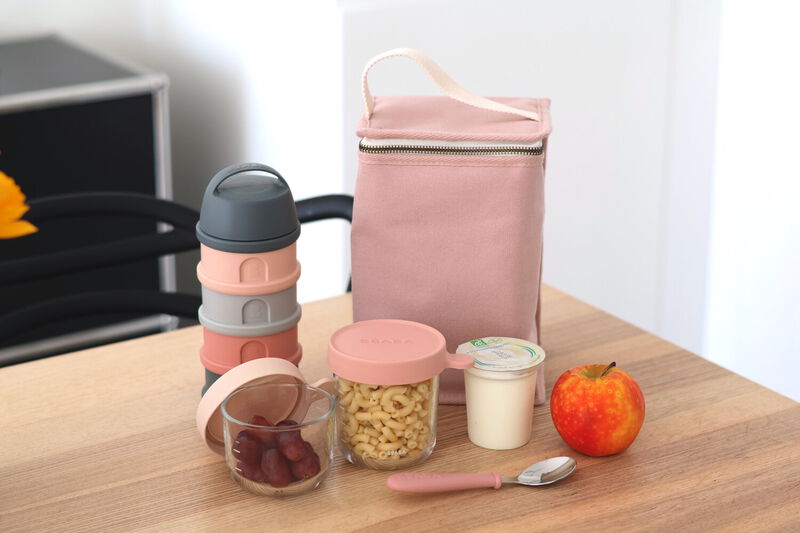 Hitaeinangraður nestis/pela poki - Powder Pink