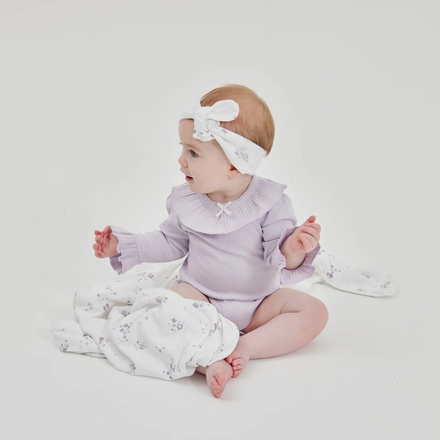 Lavender Rib Ruffle Samfella 0-3, 3-6 mánaða